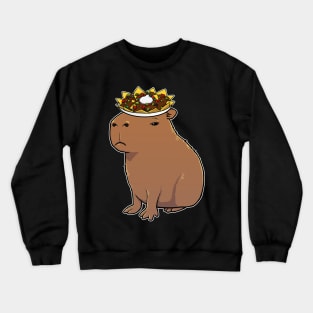 Capybara with Nachos on its head Crewneck Sweatshirt